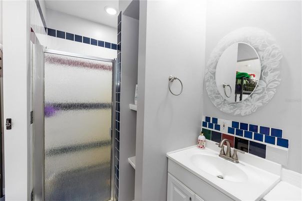 Bathroom, Glass Shower, Interior, Recessed Lighting