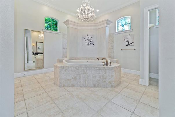Bathroom, Chandelier, Interior, Recessed Lighting