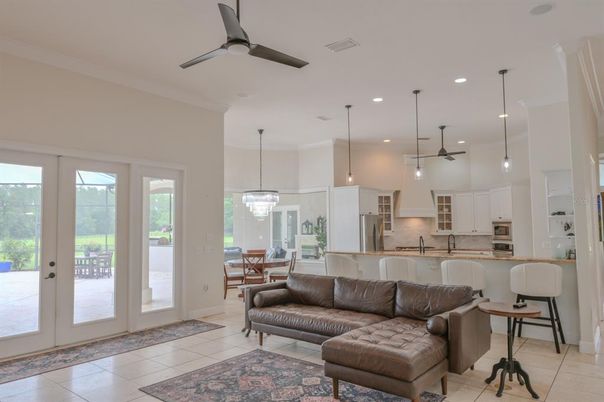 Dining room, Interior, Kitchen, Living room, Pendant Lights, Recessed Lighting, Stainless Steel Appliances