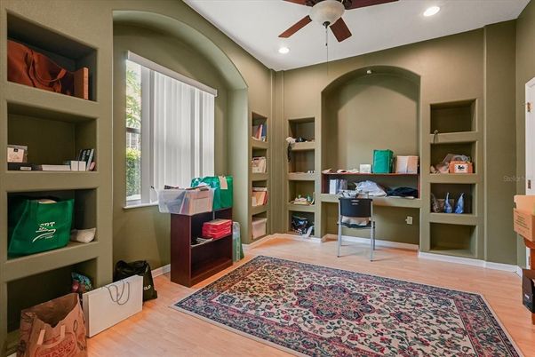 Home Office, Interior, Recessed Lighting, Wood Texture Flooring