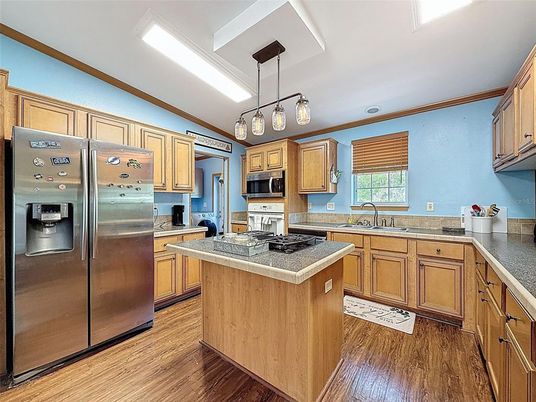 Interior, Kitchen, Stainless Steel Appliances, Wood Texture Flooring