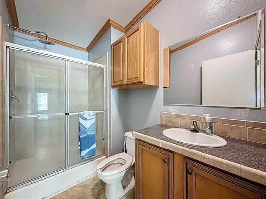 Bathroom, Glass Shower, Interior, Tile Countertops