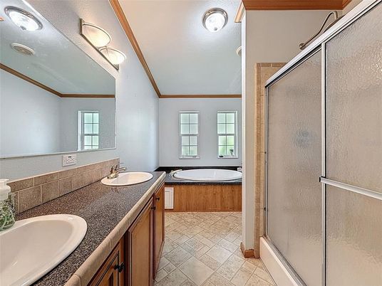 Bathroom, Dual Sink Vanities, Glass Shower, Interior