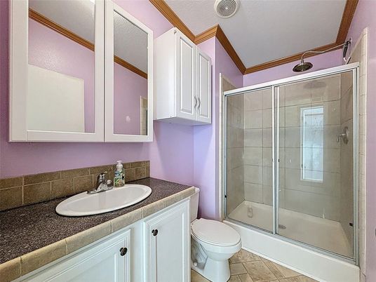 Bathroom, Glass Shower, Interior, Tile Countertops