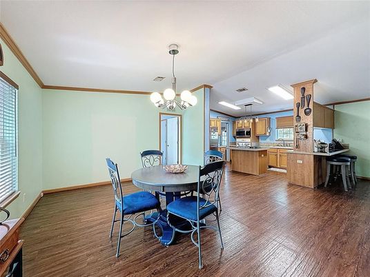 Chandelier, Dining room, Interior, Kitchen, Pendant Lights, Wood Texture Flooring