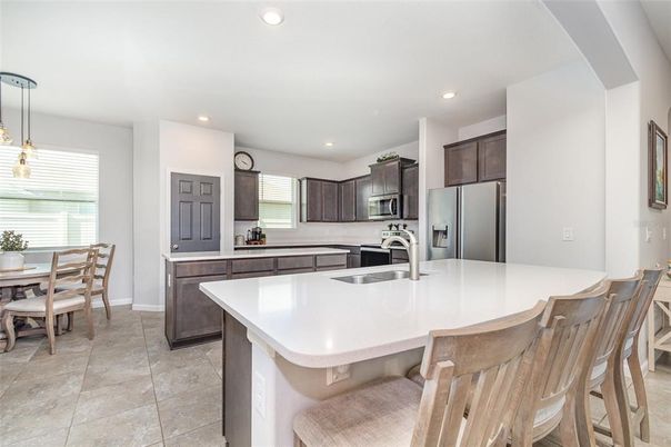Dining room, Interior, Kitchen, Pendant Lights, Recessed Lighting, Stainless Steel Appliances