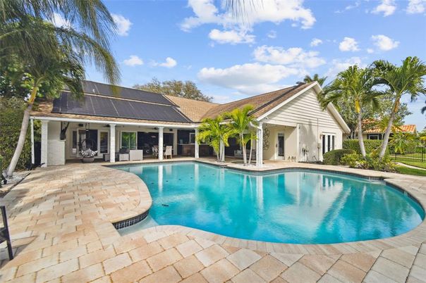 Exterior, Pool, Solar Panels