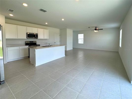 Empty room, Interior, Kitchen, Recessed Lighting