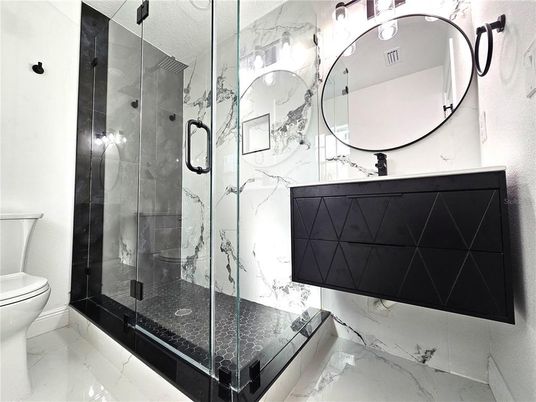 Bathroom, Glass Shower, Interior, Marble, Marble Walls