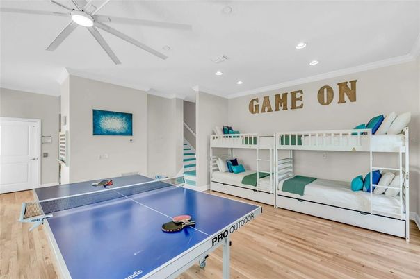Game Room, Interior, Recessed Lighting, Wood Texture Flooring