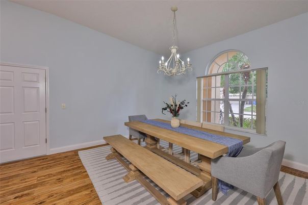 Chandelier, Dining room, Interior, Wood Texture Flooring