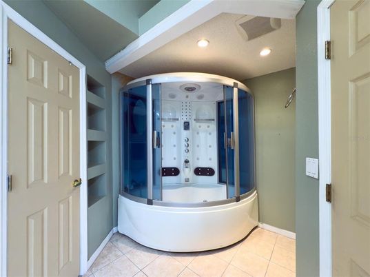Bathroom, Glass Shower, Interior, Recessed Lighting