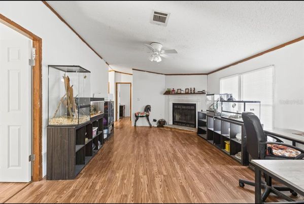 Fireplace, Home Office, Interior, Wood Texture Flooring