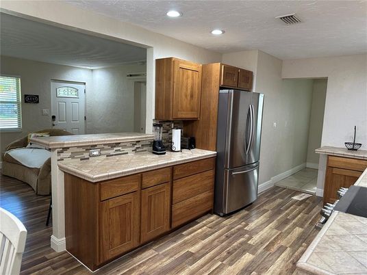 Interior, Kitchen, Recessed Lighting, Wood Texture Flooring