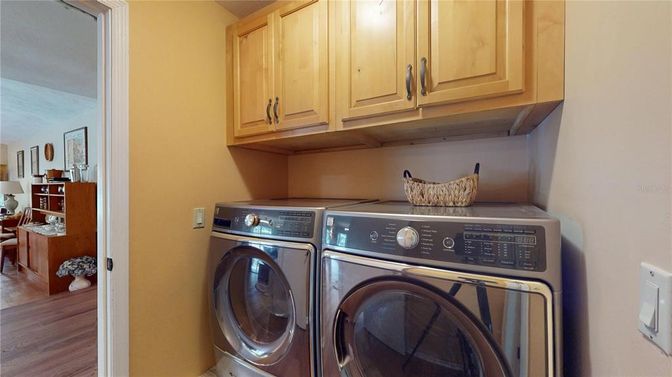 Interior, Washer, Wood Texture Flooring