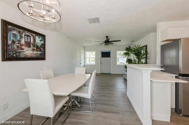 Chandelier, Dining room, Interior, Wood Texture Flooring