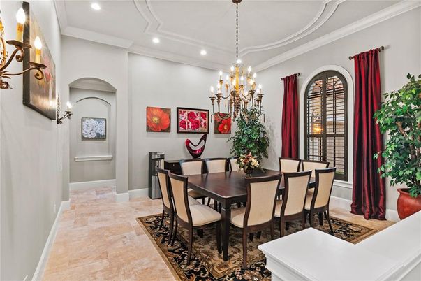 Chandelier, Dining room, Interior, Recessed Lighting
