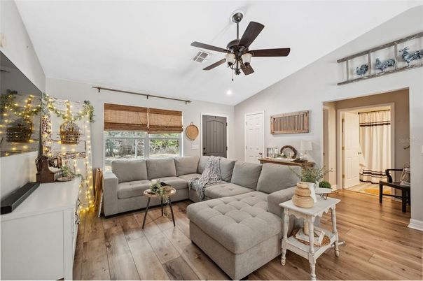 Interior, Living room, Recessed Lighting, Wood Texture Flooring