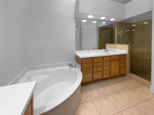 Bathroom, Dual Sink Vanities, Glass Shower, Interior, Recessed Lighting