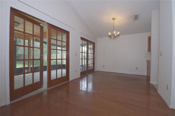 Chandelier, Empty room, Interior, Wood Texture Flooring
