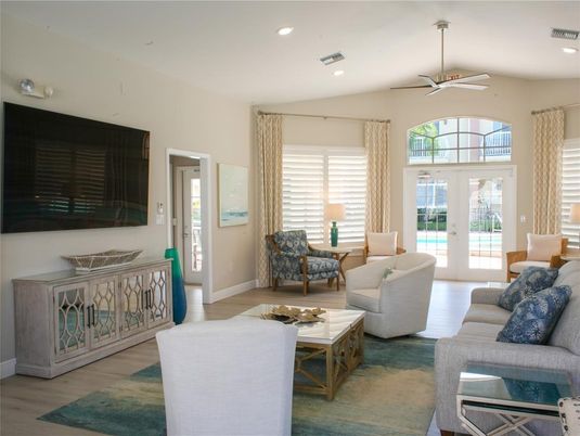 Interior, Living room, Recessed Lighting, Wood Texture Flooring