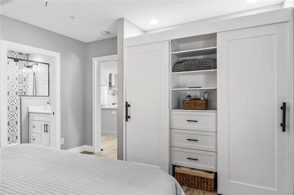 Bathroom, Bedroom, Interior, Recessed Lighting, Wood Texture Flooring
