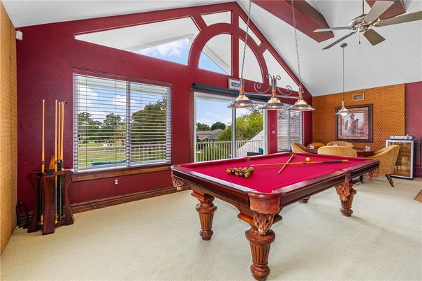 Billiard Table, Game Room, Interior, Pendant Lights