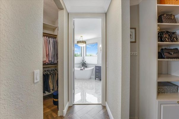 Chandelier, Interior, Walk-in Closets, Wood Texture Flooring