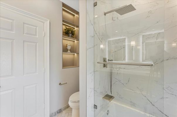 Bathroom, Glass Shower, Interior, Marble, Marble Walls