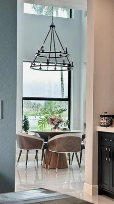 Chandelier, Dining room, Interior, Pendant Lights