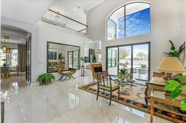 Dining room, Interior, Living room, Marble, Pendant Lights, Recessed Lighting