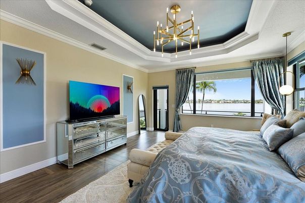 Bedroom, Interior, Pendant Lights, Wood Texture Flooring