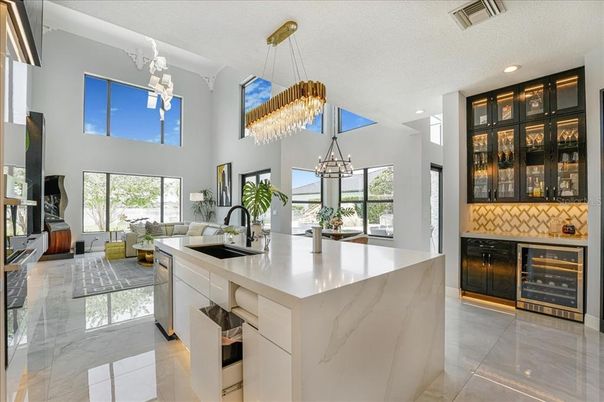 Chandelier, Interior, Kitchen, Living room, Marble, Pendant Lights, Recessed Lighting