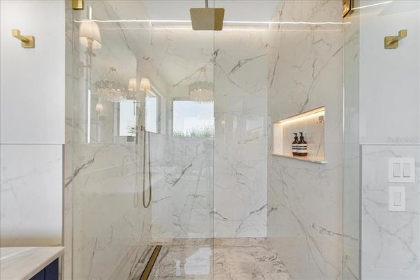 Bathroom, Glass Shower, Interior, Marble, Marble Walls