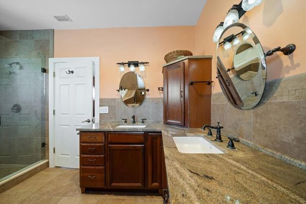 Bathroom, Dual Sink Vanities, Glass Shower, Interior