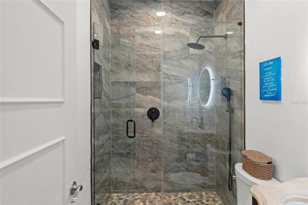 Bathroom, Glass Shower, Interior, Marble Walls