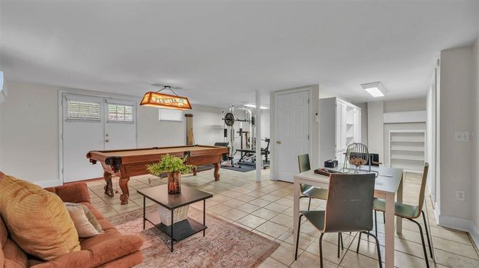 Billiard Table, Dining room, Fitness Equipment, Game Room, Interior, Living room