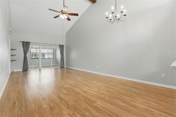 Chandelier, Empty room, Interior, Wood Texture Flooring