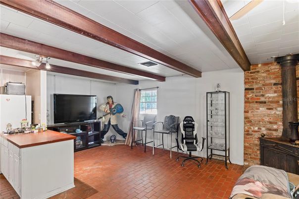 Interior, Stone Walls, Wooden Beams