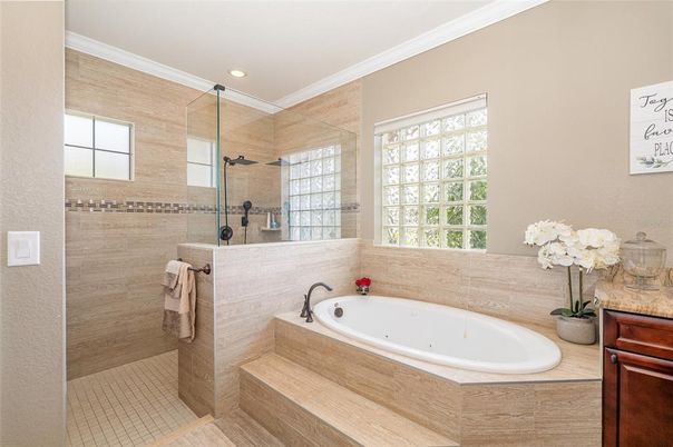 Bathroom, Glass Shower, Interior, Recessed Lighting