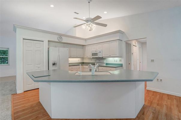 Interior, Kitchen, Recessed Lighting, Wood Texture Flooring