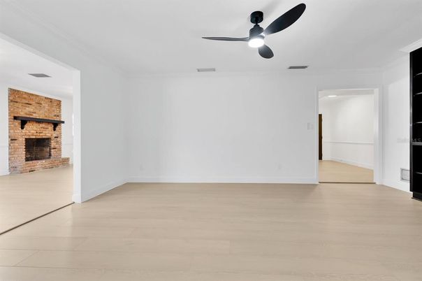 Empty room, Fireplace, Interior, Wood Texture Flooring