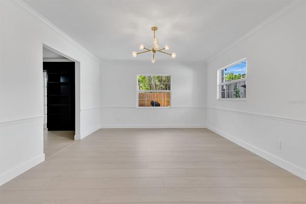 Empty room, Interior, Pendant Lights, Wood Texture Flooring