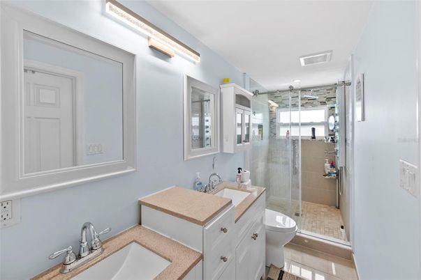 Bathroom, Dual Sink Vanities, Glass Shower, Interior