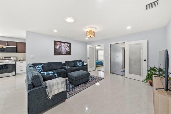 Interior, Kitchen, Living room, Recessed Lighting, Stainless Steel Appliances