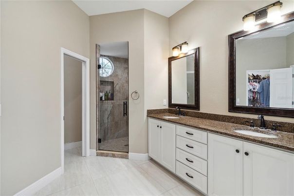 Bathroom, Dual Sink Vanities, Glass Shower, Interior