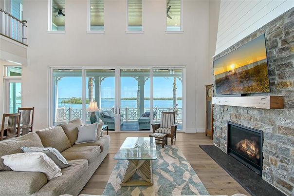 Fireplace, Interior, Living room, Water, Wood Texture Flooring