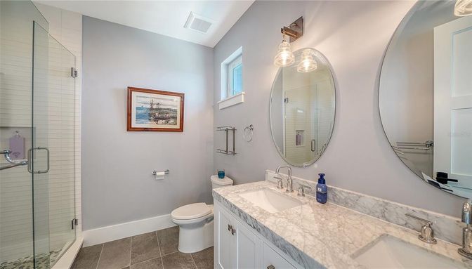 Bathroom, Dual Sink Vanities, Glass Shower, Interior