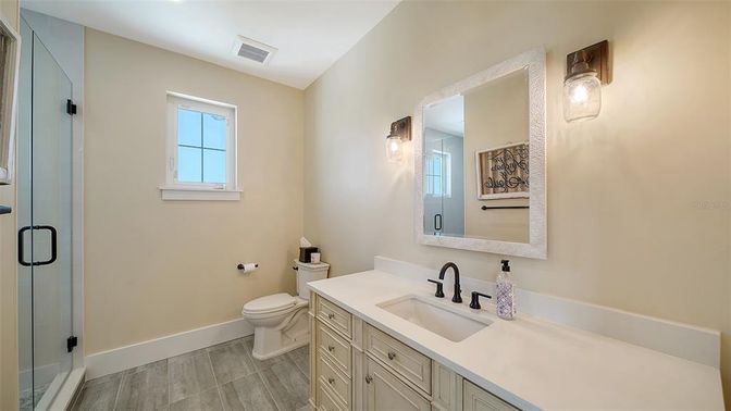 Bathroom, Dual Sink Vanities, Interior, Wood Texture Flooring