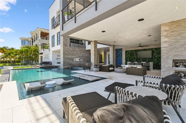 Exterior, Fireplace, Pool, Recessed Lighting